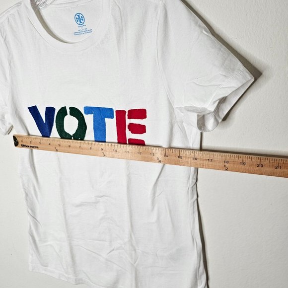 Limited Ed. Tory Burch White MultiColor VOTE Graphic Short Sleeve Tee Shirt S - Picture 5 of 9